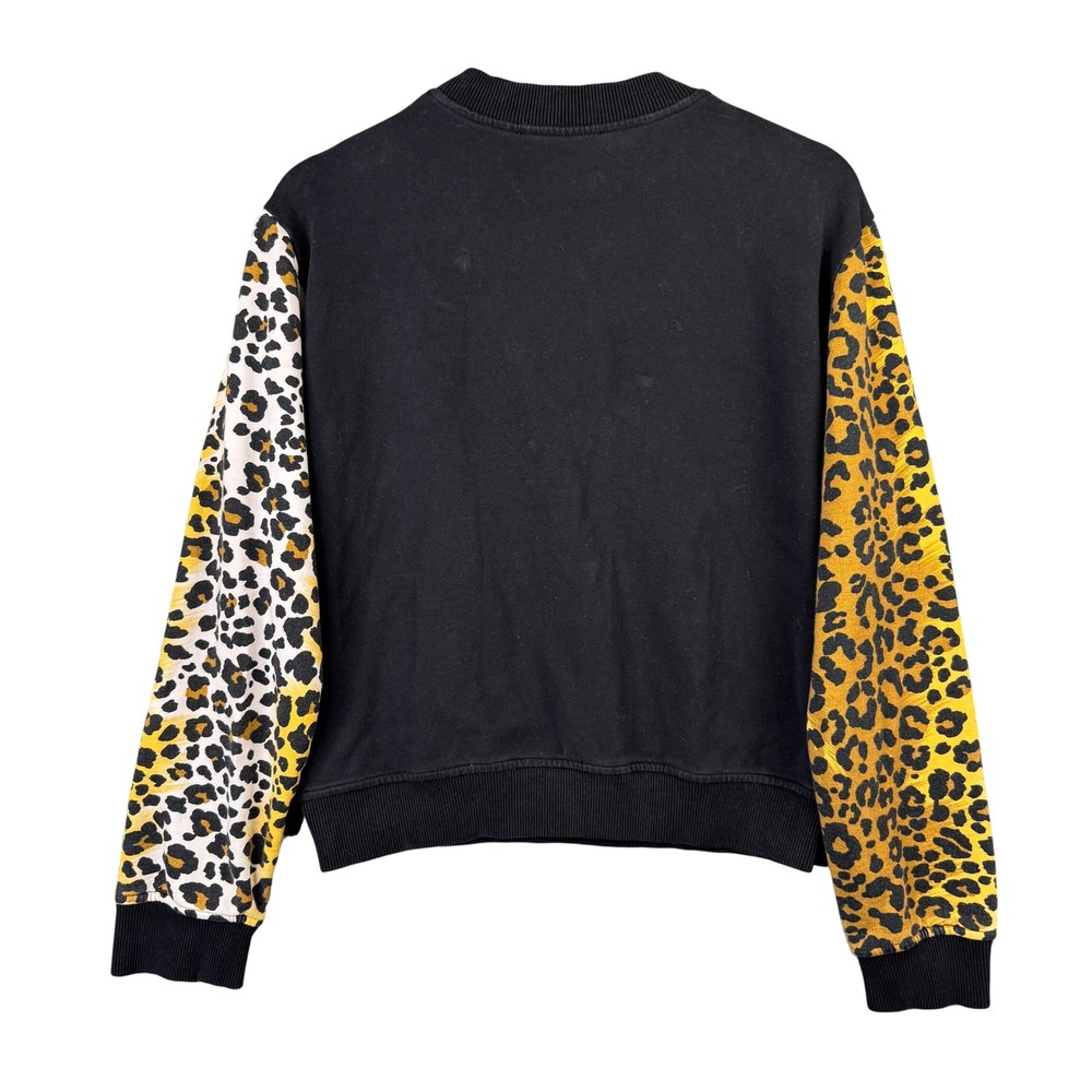 Love Moschino Leopard Print Graphic Sweatshirt Black W630606E1861 Size US 2 - Picture 2 of 8